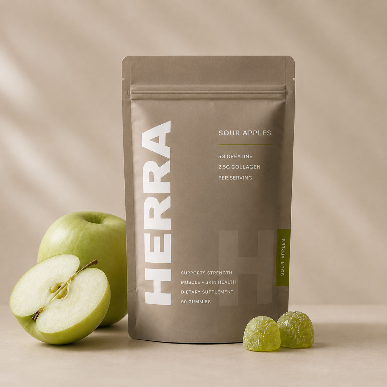 HERRA Creatine + Collagen Gummies Sour Apples