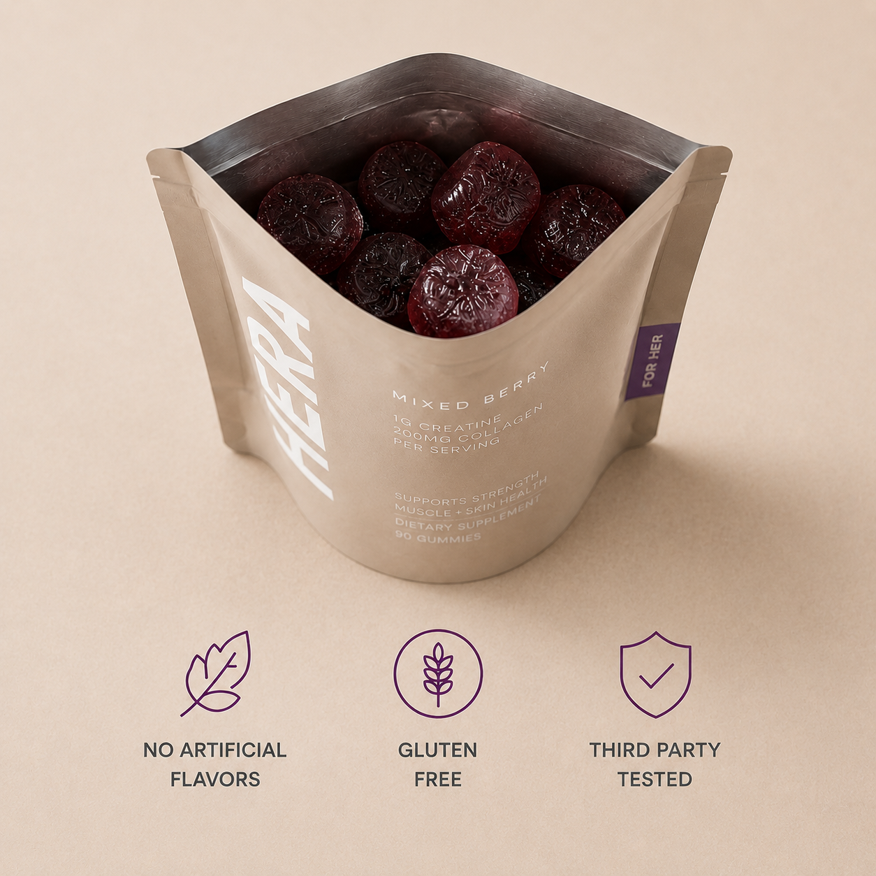 HERRA Creatine + Collagen Gummies Mixed Berry Flavor