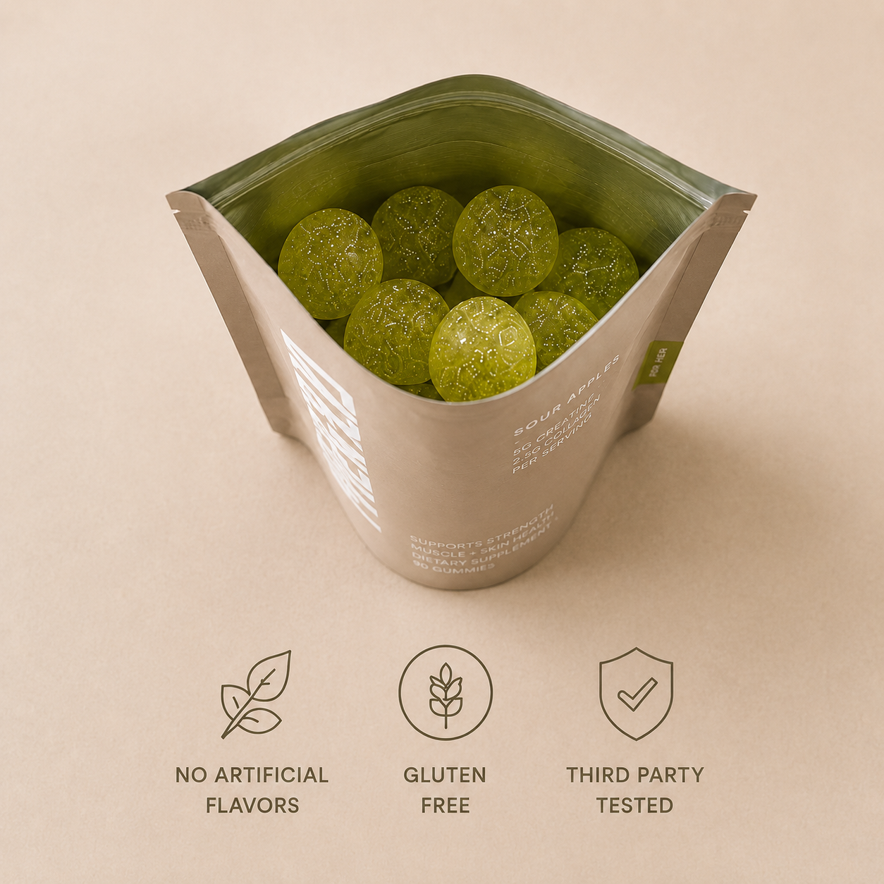 HERRA Creatine + Collagen Gummies Sour Apples